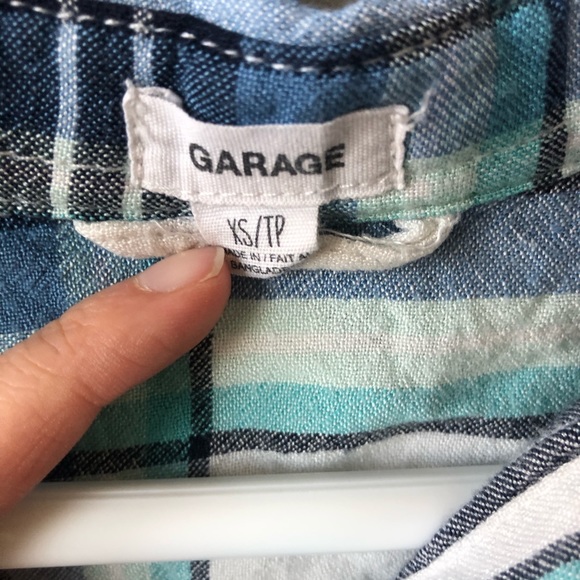 3/$30 Garage Blue and White Plaid Button Down - Picture 4 of 4